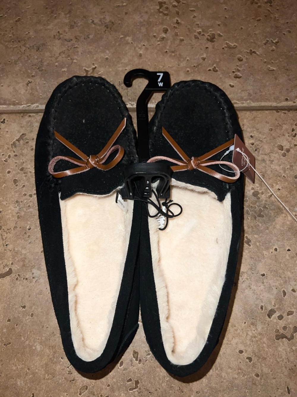 Secret Treasures Black Suede Faux Fur Lined Slippers